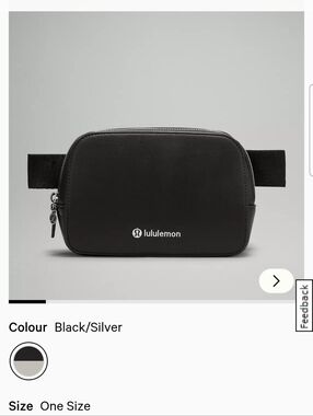 lululemon Black Belt Bag with Silver Accents In Vegan Leather